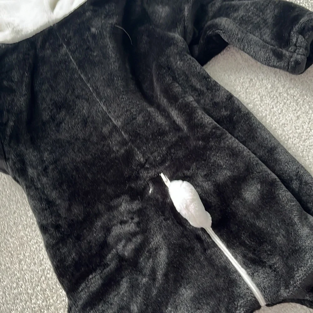 MICHLEY Unisex Panda Bear Costume Flannel Hooded Romper Cosplay Jumpsuit